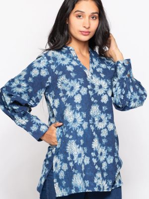 Jaya Indigo Cotton Tunic Top