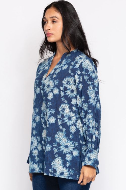 Jaya Indigo Cotton Tunic Top