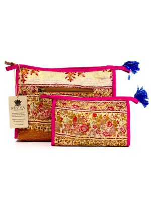 Silk Kantha Cosmetic Pouches