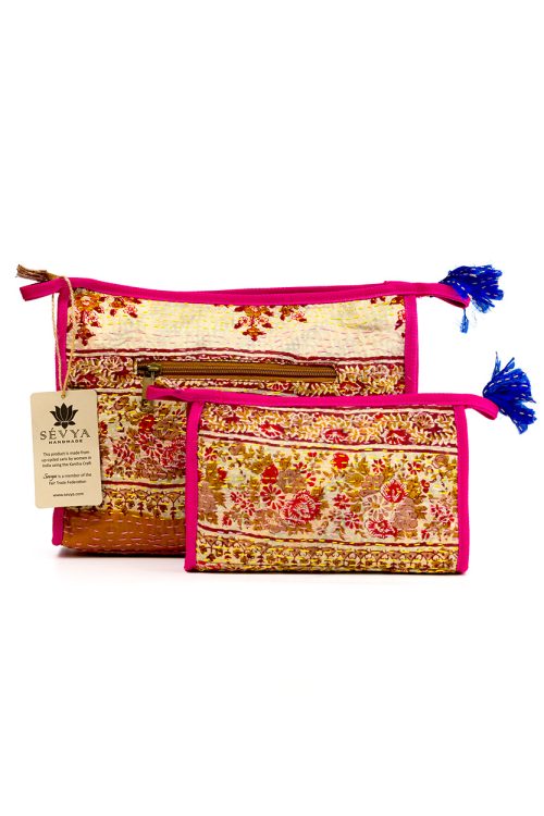 Silk Kantha Cosmetic Pouches