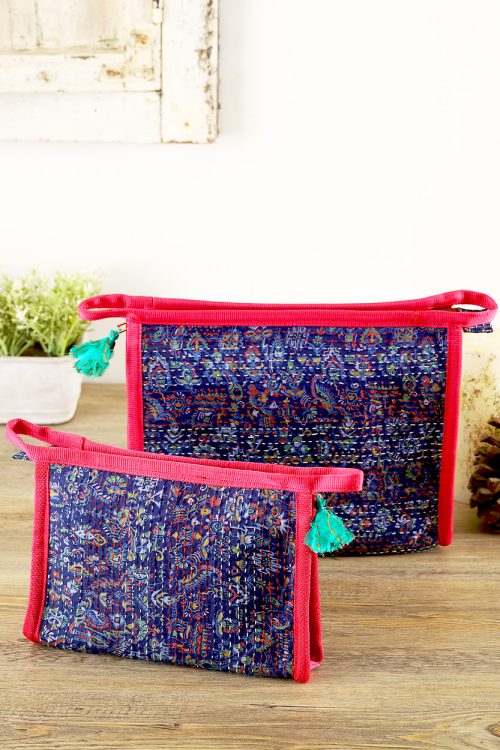 Silk Kantha Cosmetic Pouches