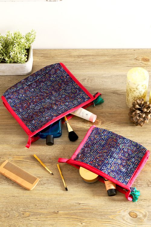 Silk Kantha Cosmetic Pouches