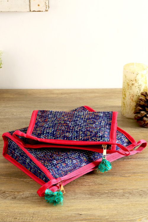 Silk Kantha Cosmetic Pouches