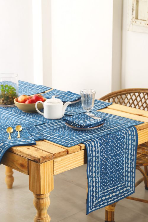 Block Printed Indigo Placemats and Runner