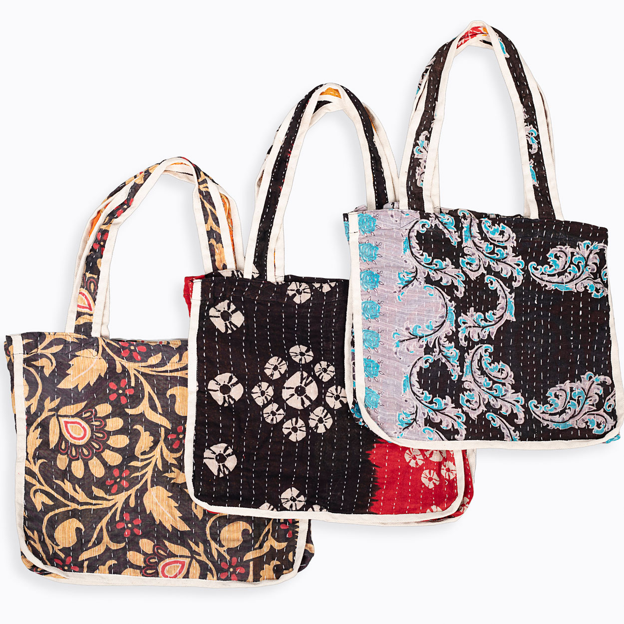 Black Kantha Market Bags
