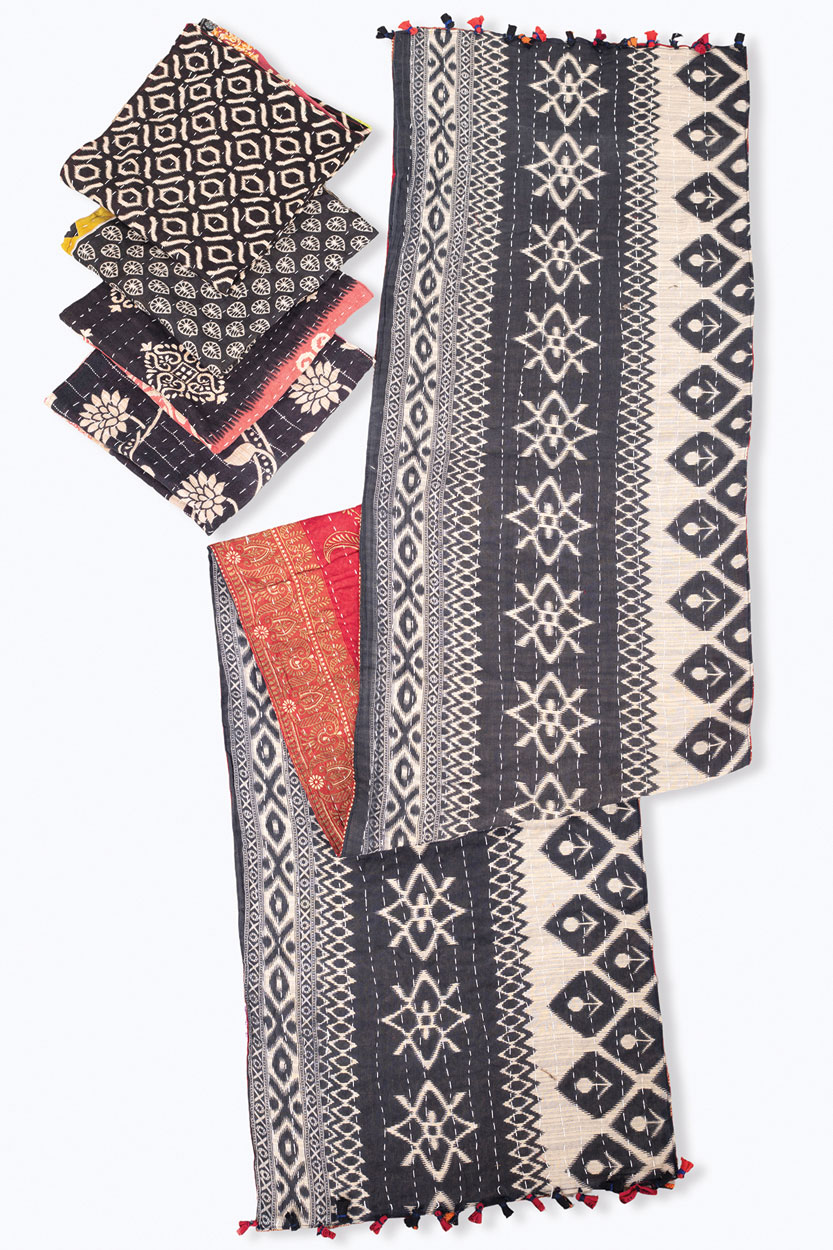 Black Kantha Table Runners
