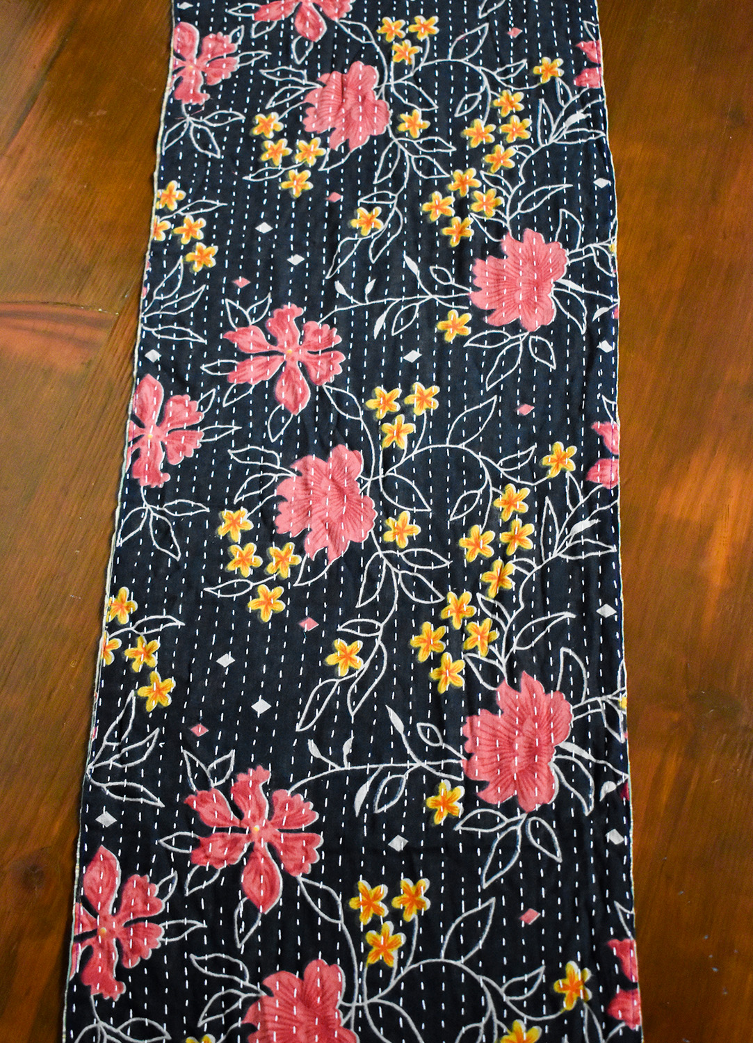 Black Kantha Table Runner