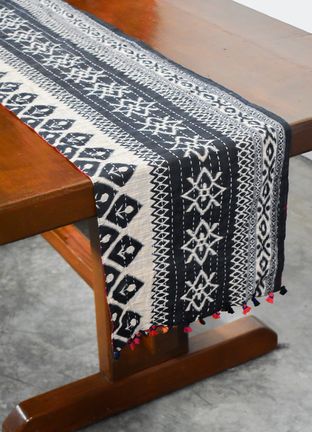 Black Kantha Table Runner