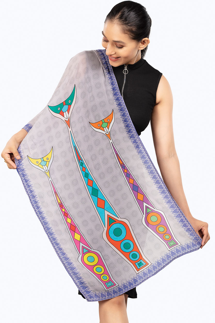 Folk Art Cat Scarf