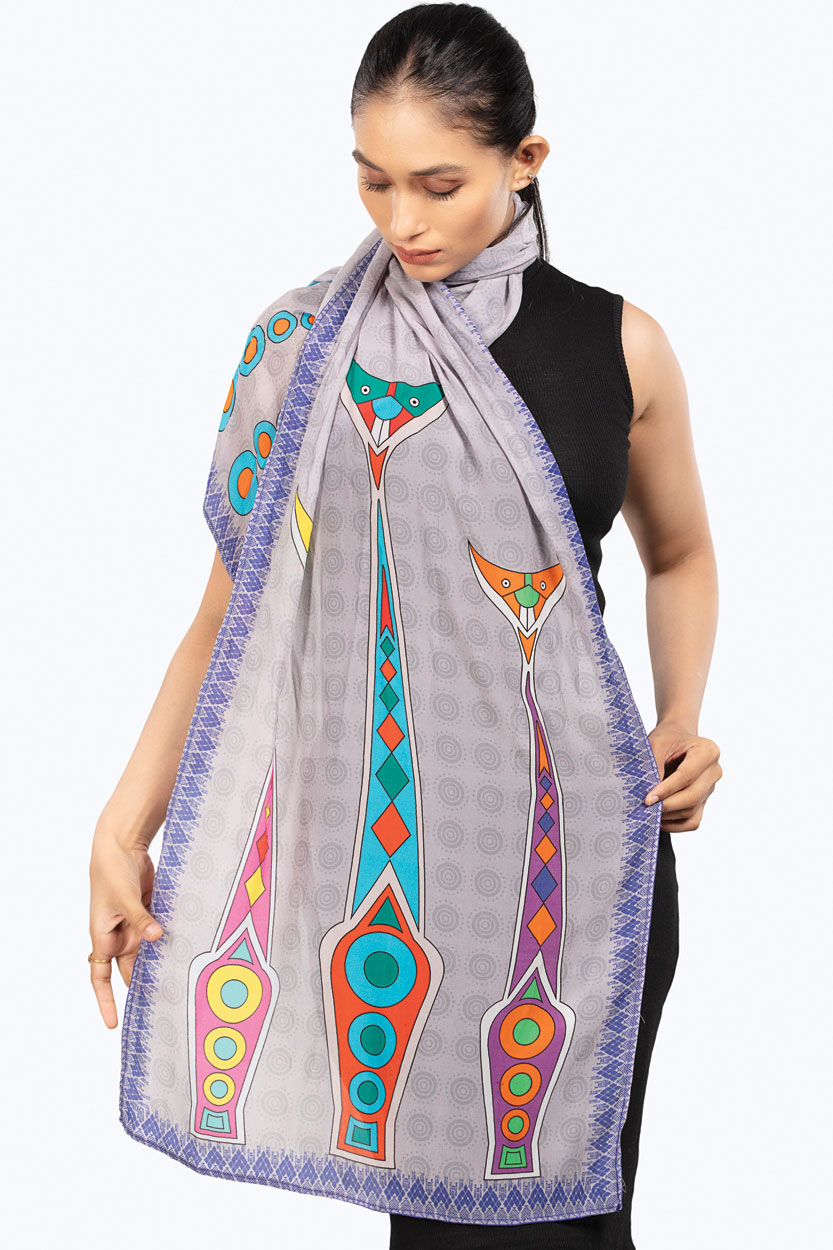 Folk Art Cat Scarf