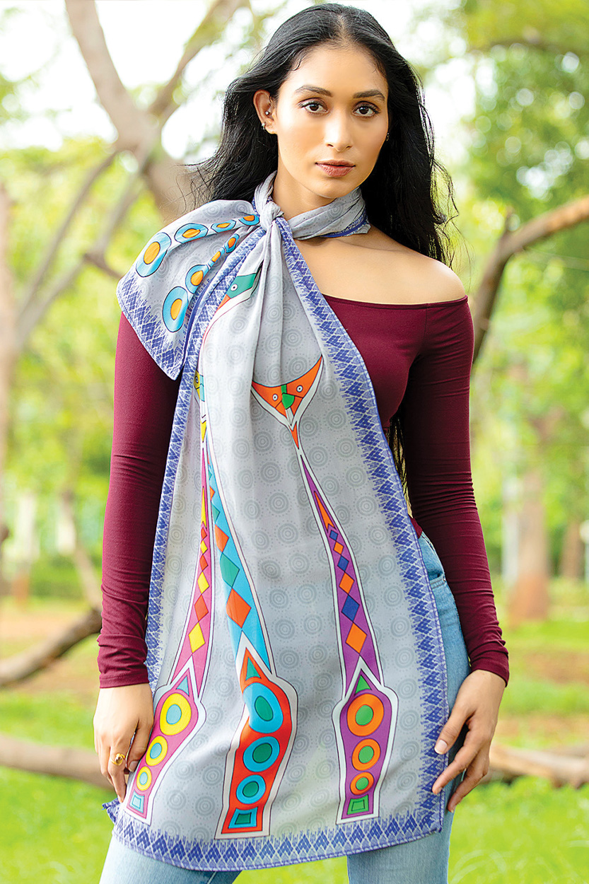 Folk Art Cat Scarf