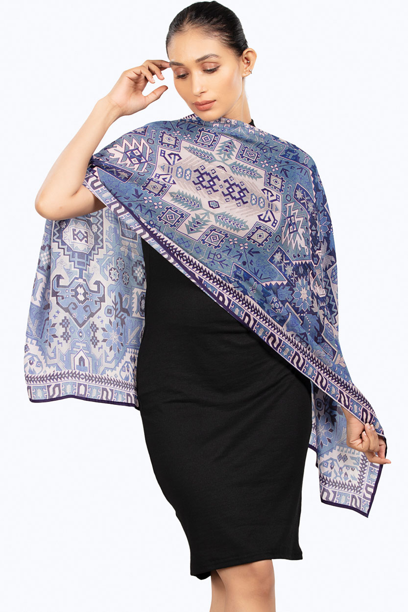 Blue Geometric Scarf