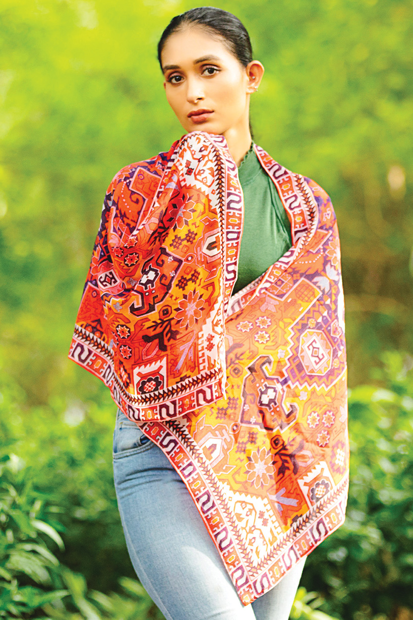 Fair Trade Red Geometric Scarf