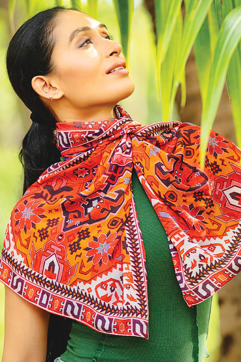 Fair Trade Red Geometric Scarf