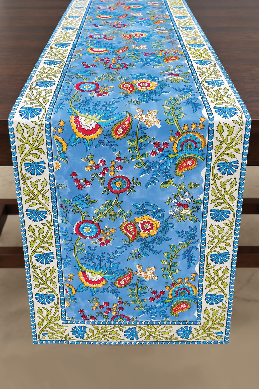 Blue Floral Table Runner