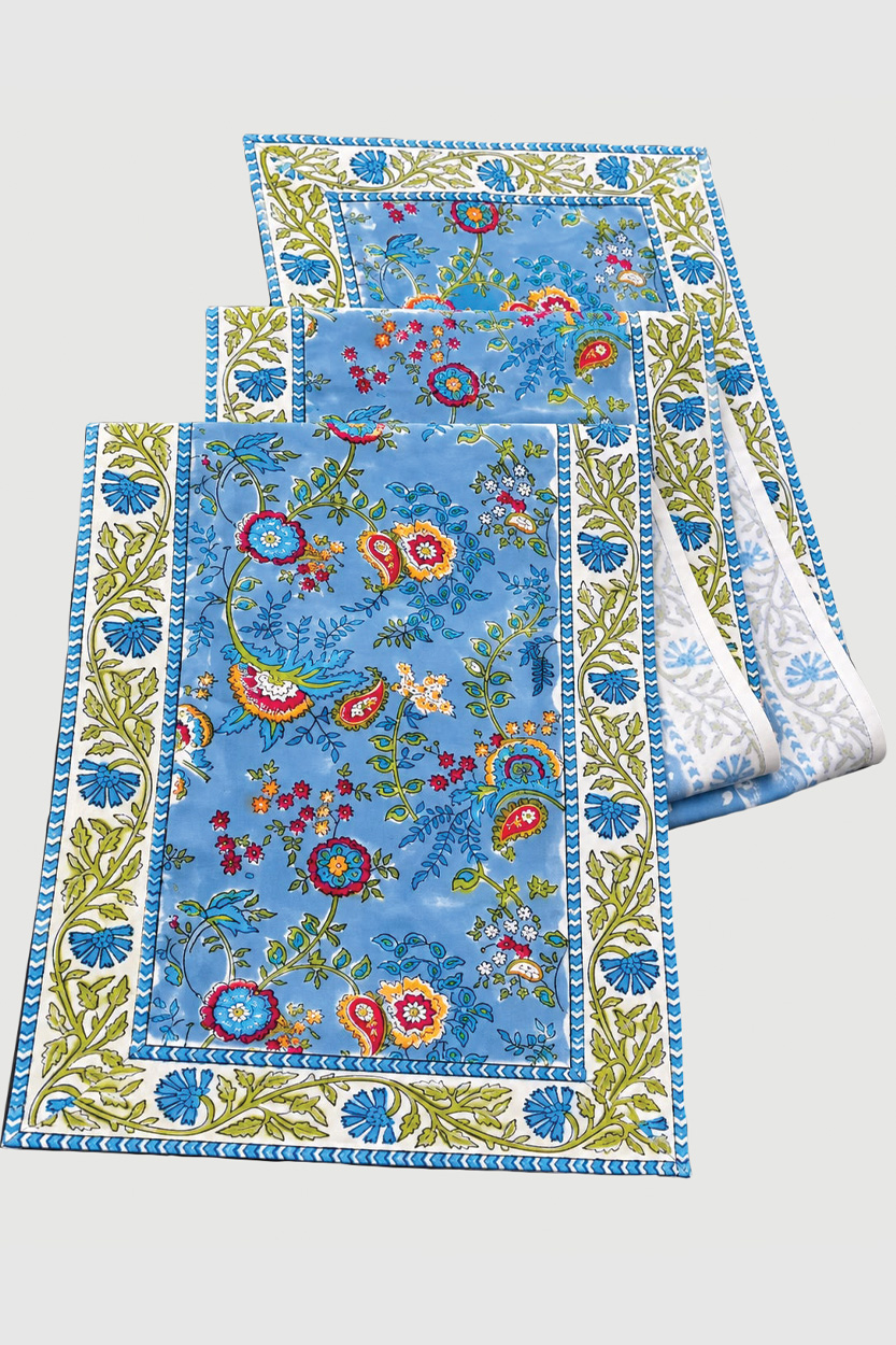 Blue Floral Table Runner