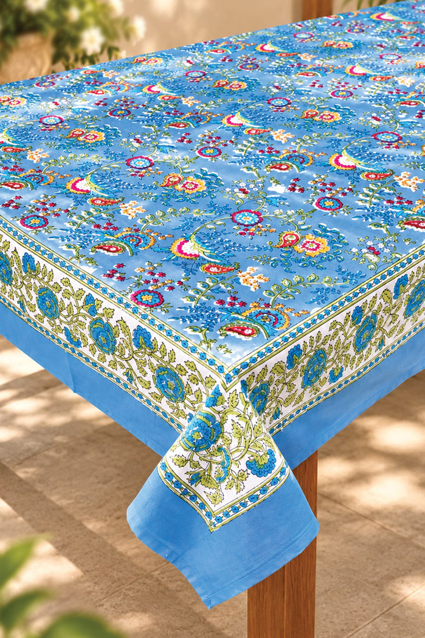 Blue Floral Tablecloth