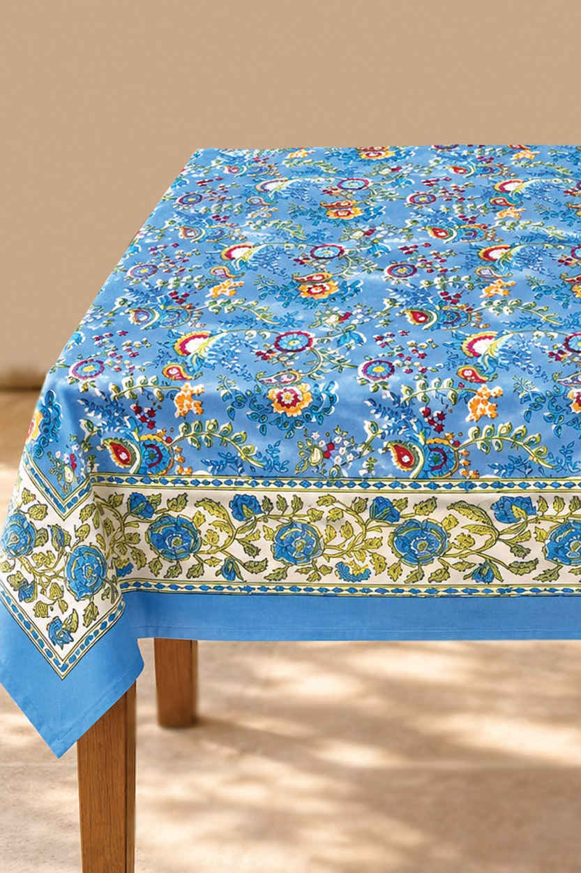 Blue Floral Tablecloth