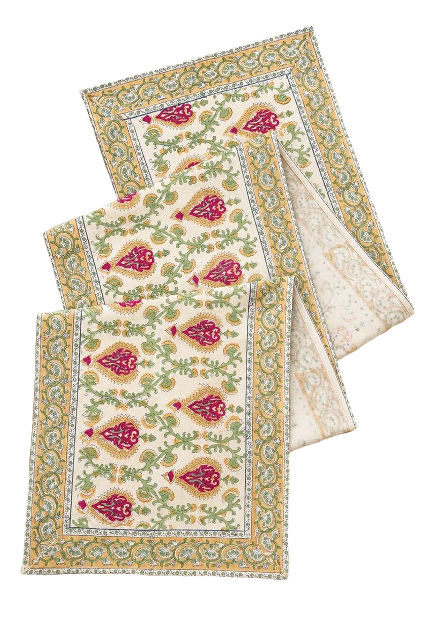 Sage & Gold Floral Table Runner
