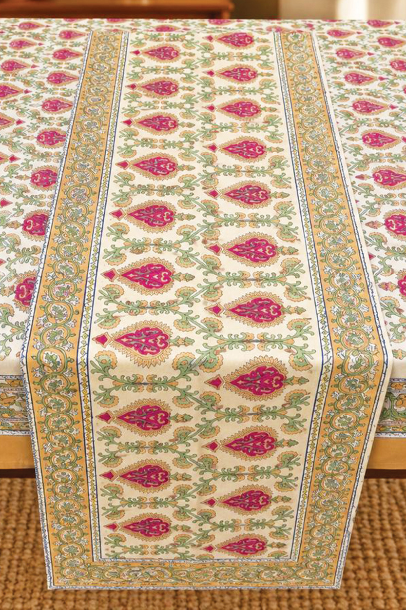 Sage & Gold Floral Table Runner